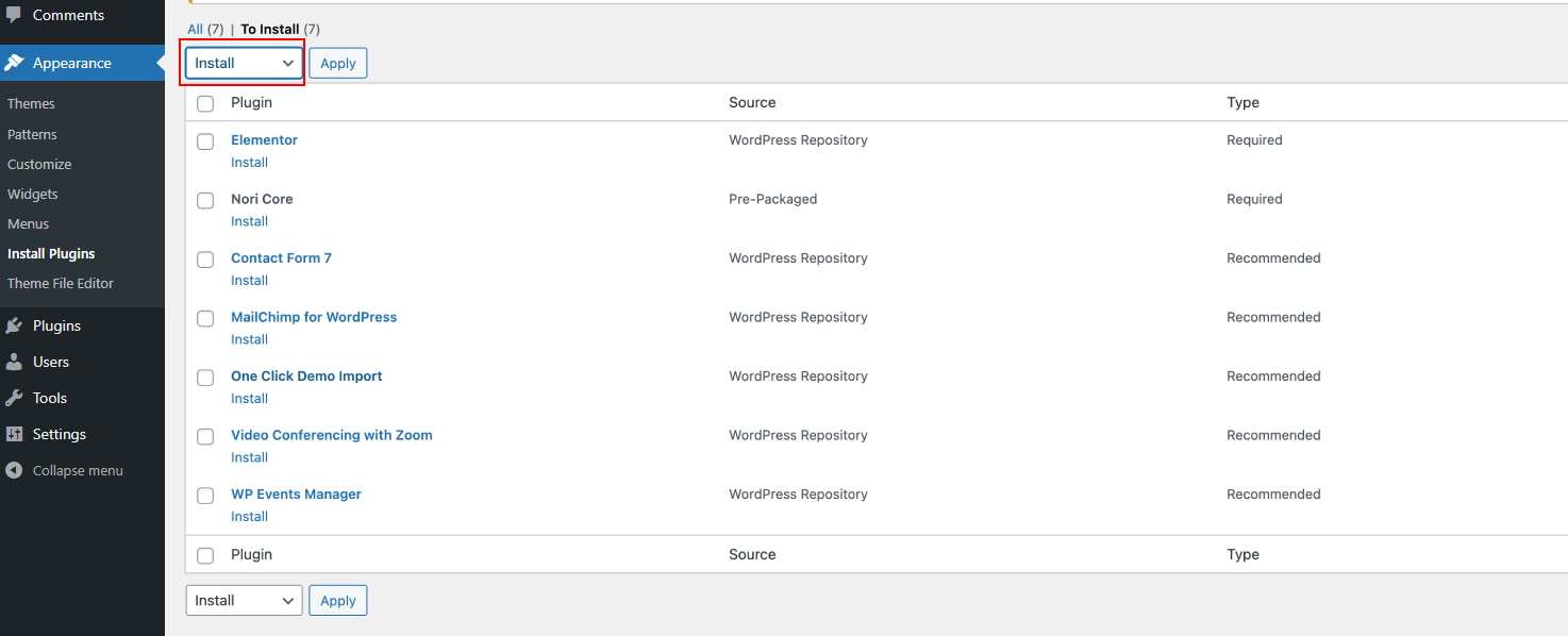 active all required plugins